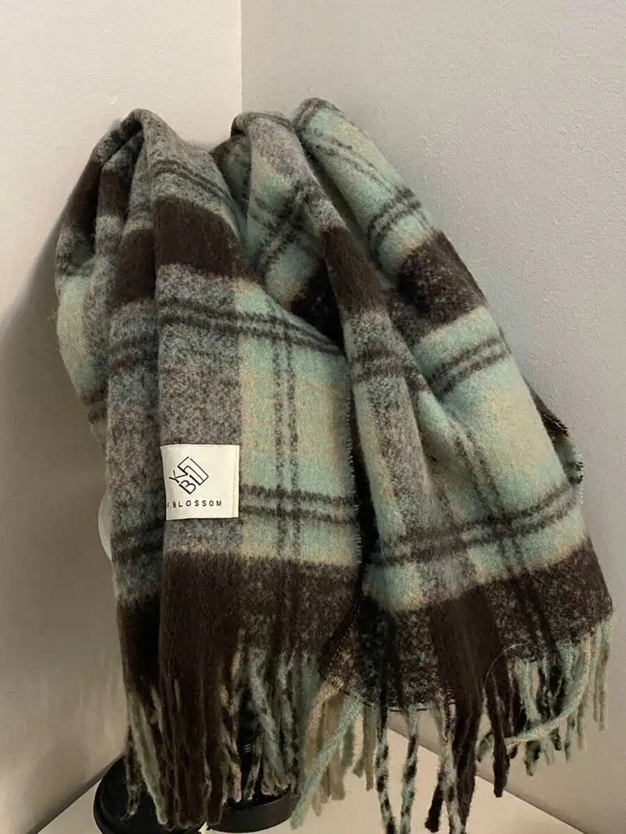 チェック柄 暖かい  ウォーマーショール マフラー