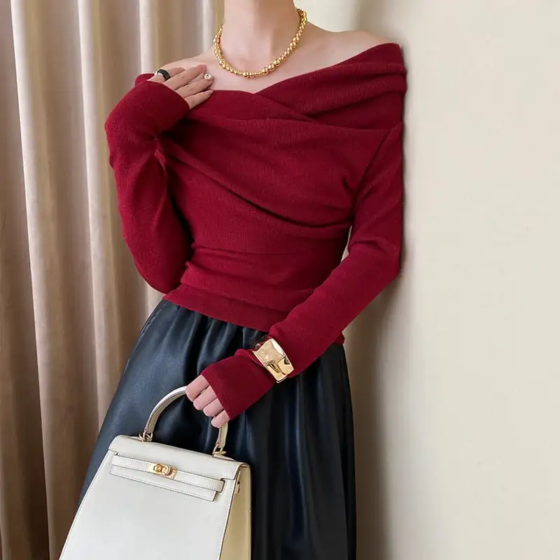 トップス ニット 4色展開 ボートネックデザイン 長袖