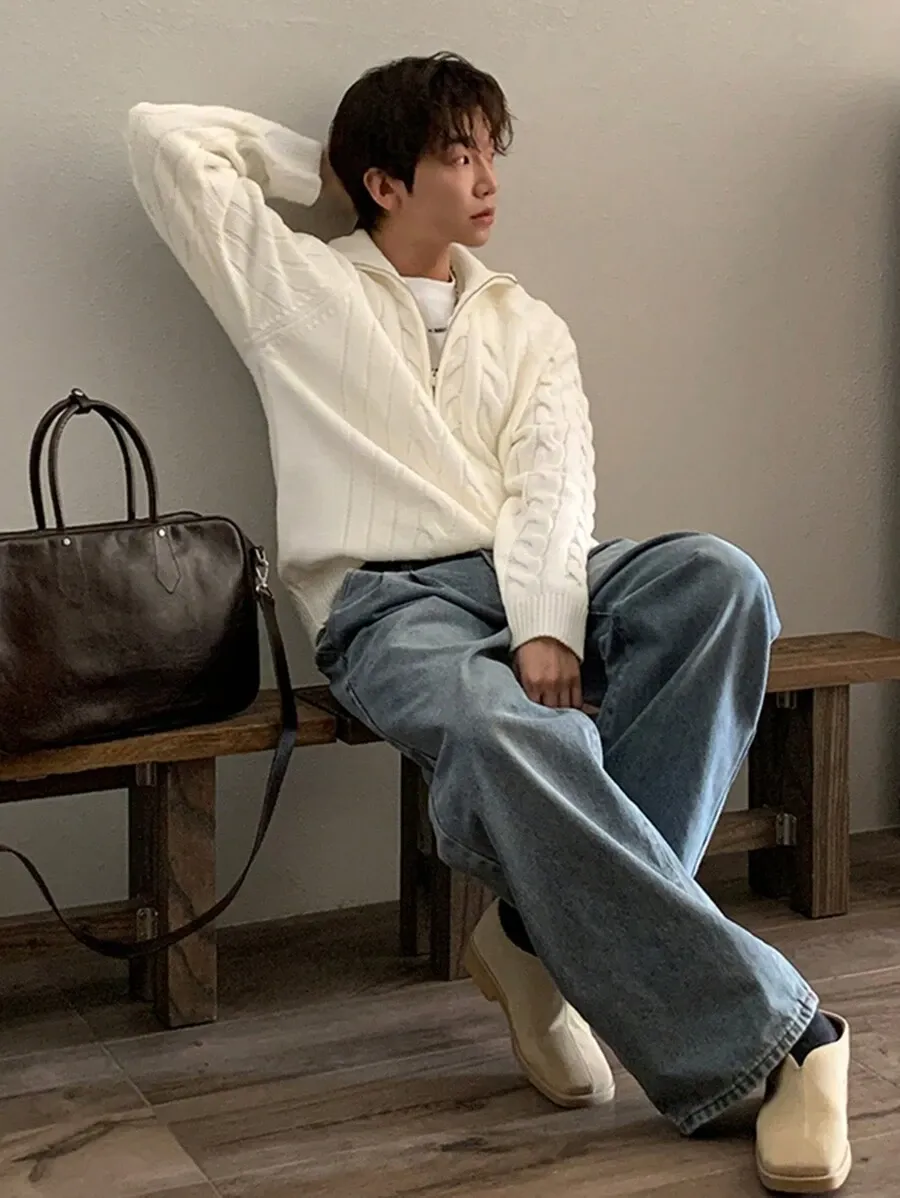 ベージュ 無地 カジュアル デイリー ニットセーター