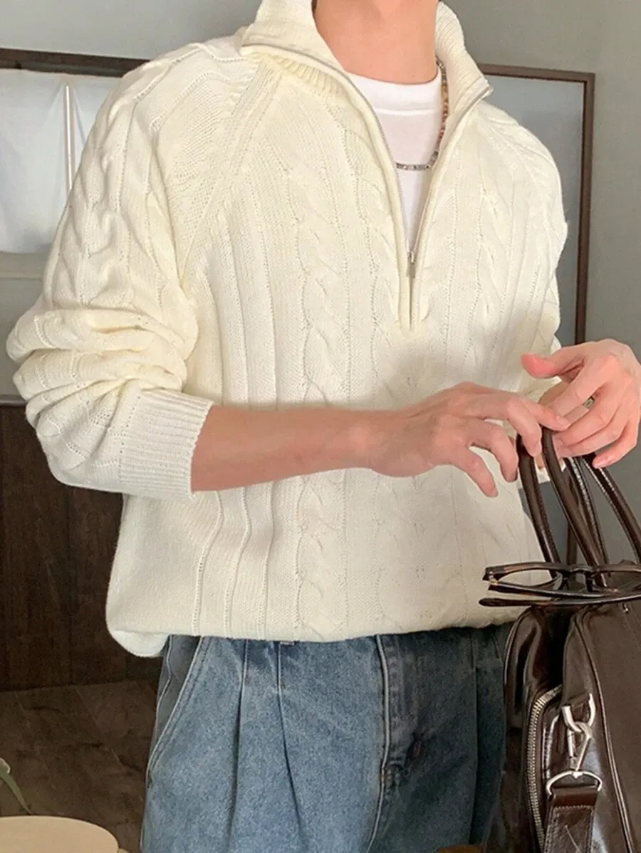 ベージュ 無地 カジュアル デイリー ニットセーター