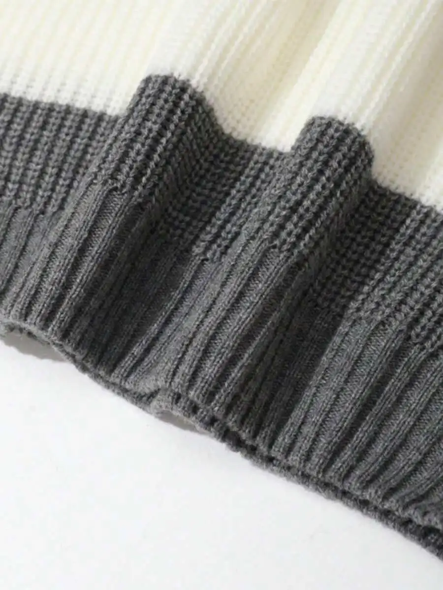 フロント ロングスリーブ ストライプ カジュアル セーター