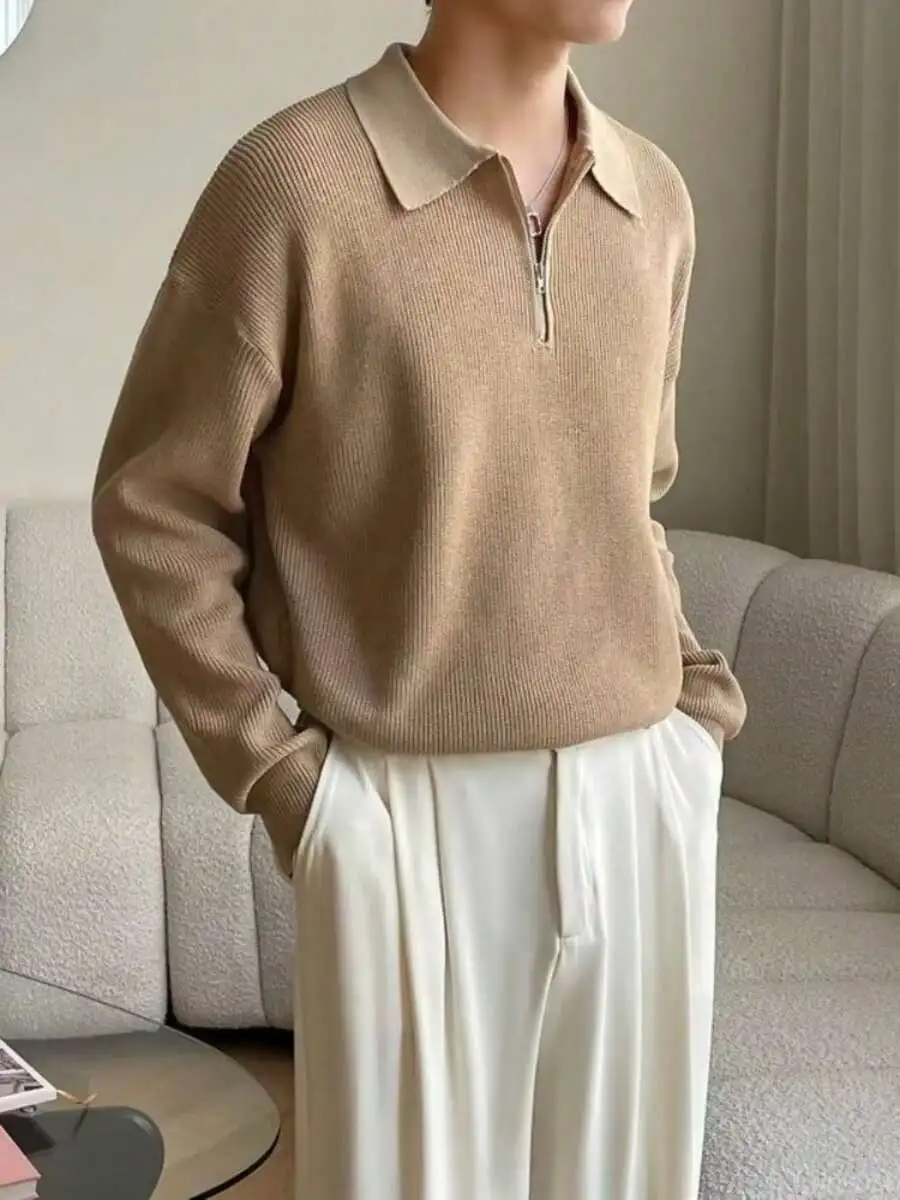 ポロネック ニット モード シンプル カジュアル スタイリッシュ トップス