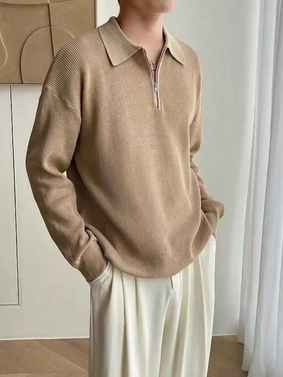 ポロネック ニット モード シンプル カジュアル スタイリッシュ トップス