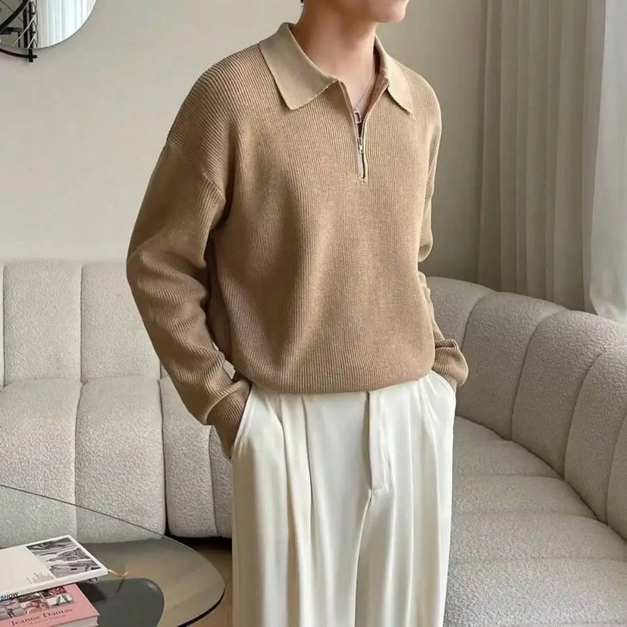 ポロネック ニット モード シンプル カジュアル スタイリッシュ トップス