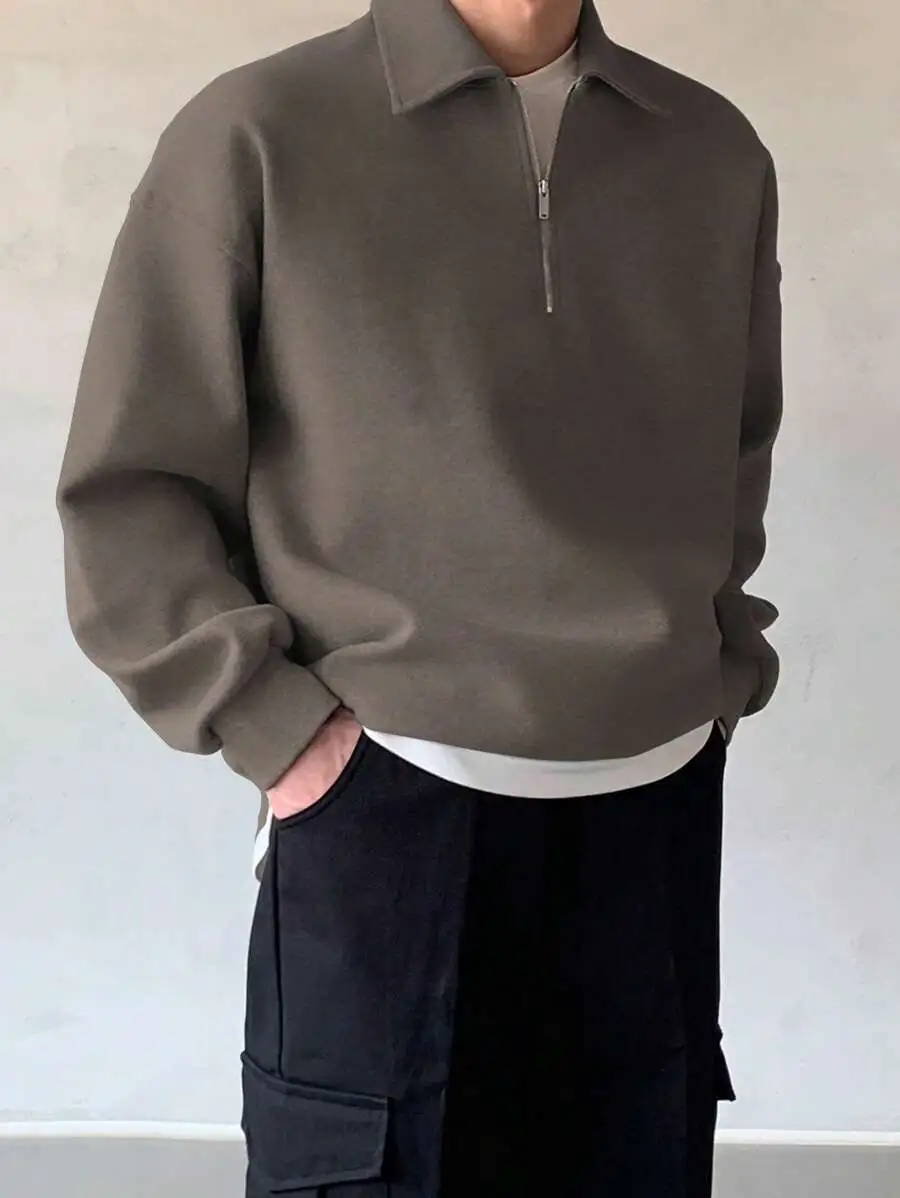 カジュアル 無地 ミニマリスト スウェットシャツ デイリーウェア