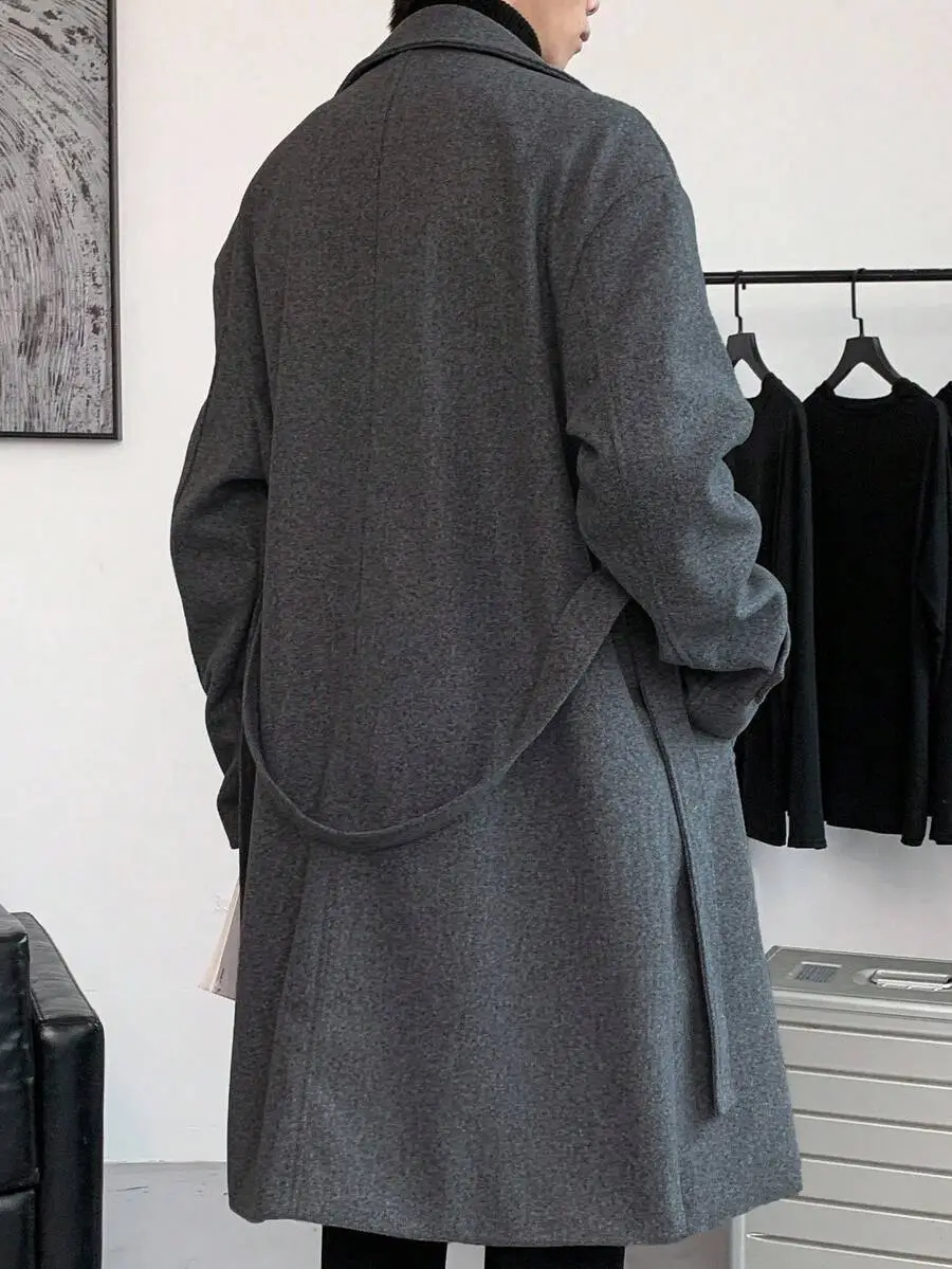 ルーズフィット メンズ ドロップショルダー ベルト付き オーバーコート