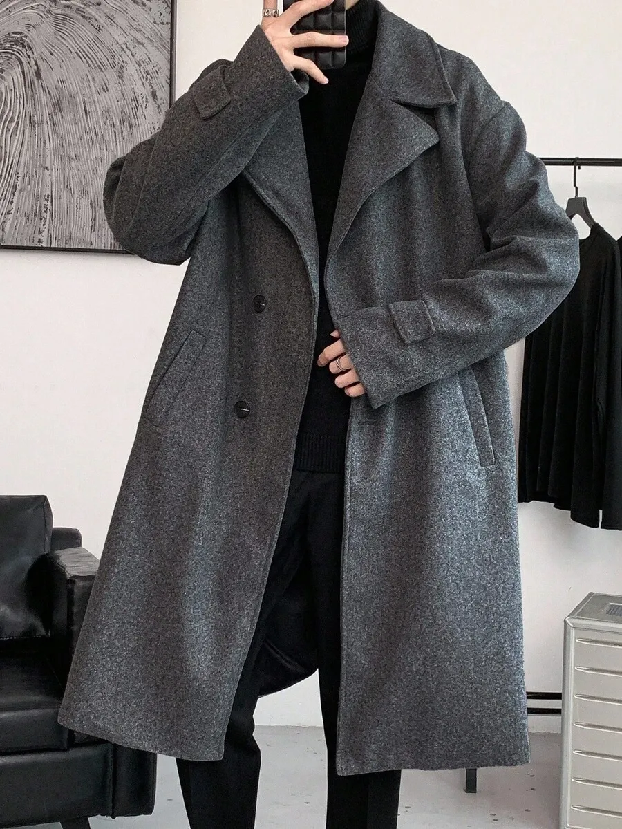 ルーズフィット メンズ ドロップショルダー ベルト付き オーバーコート