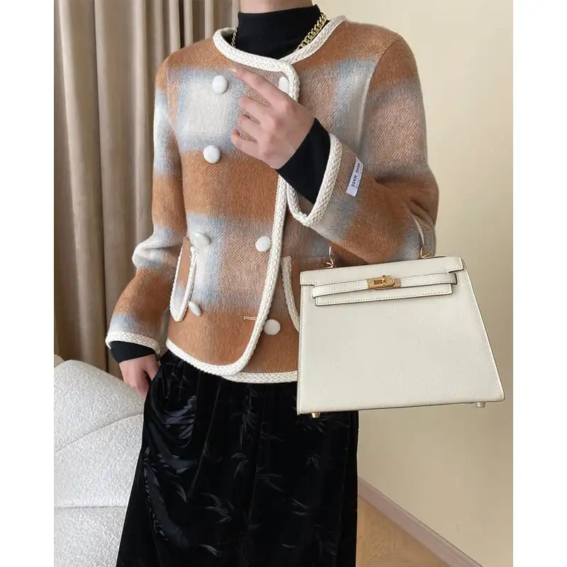 アウター ジャケット 配色 ダブルブレスト フランス風 長袖