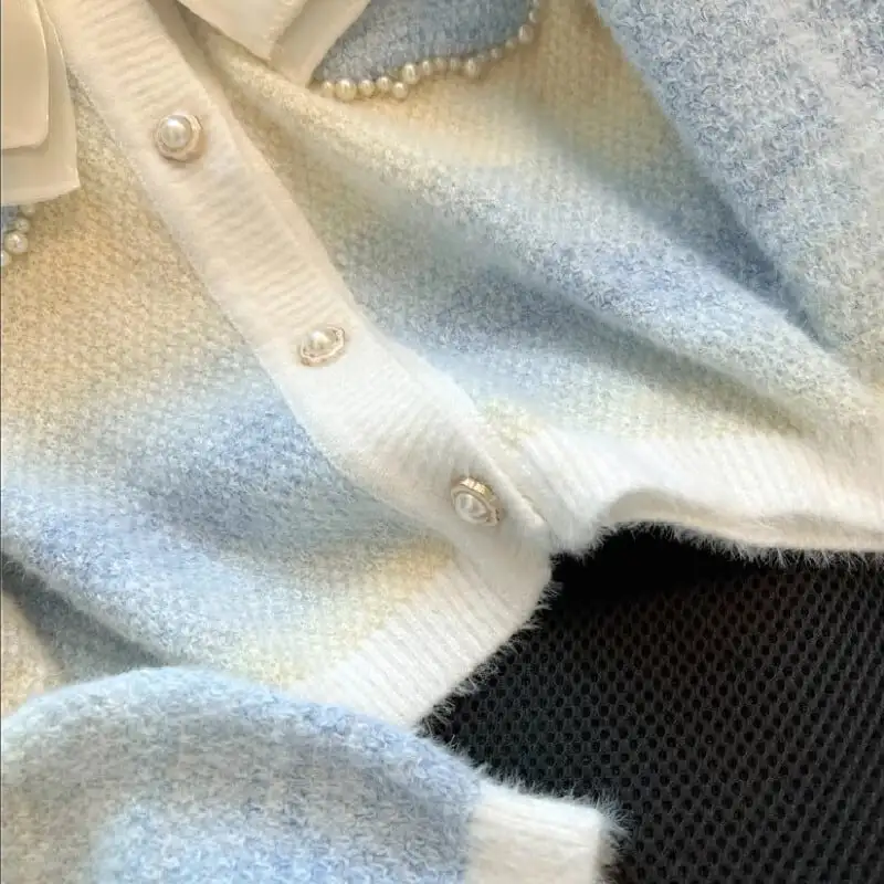 トップス セーター 配色 シンプル 蝶結び