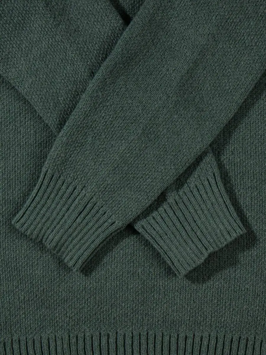 無地 長袖 カジュアル クルーネック プルオーバー 軽量 ニット セーター