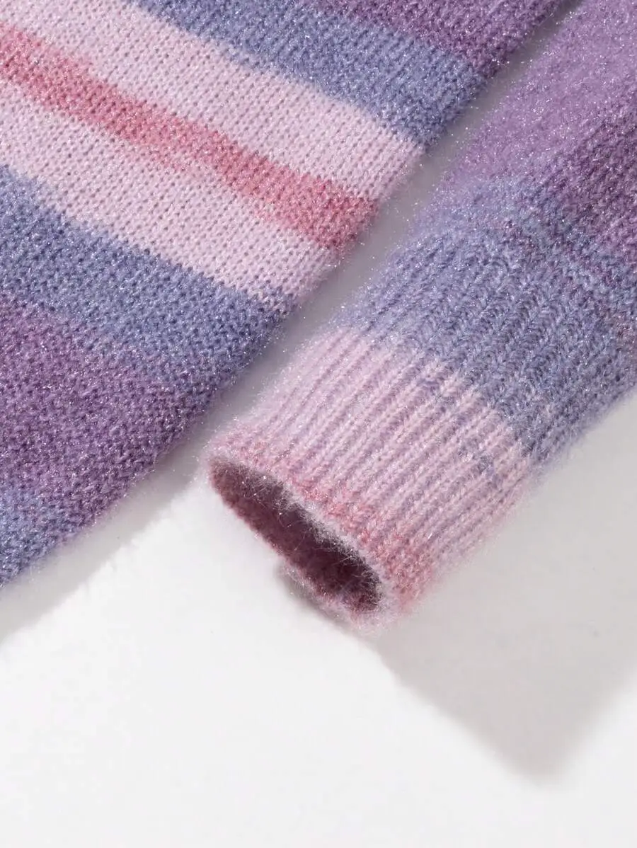 ストリートスタイル グラデーション オーバーサイズ クルーネック プルオーバーセーター