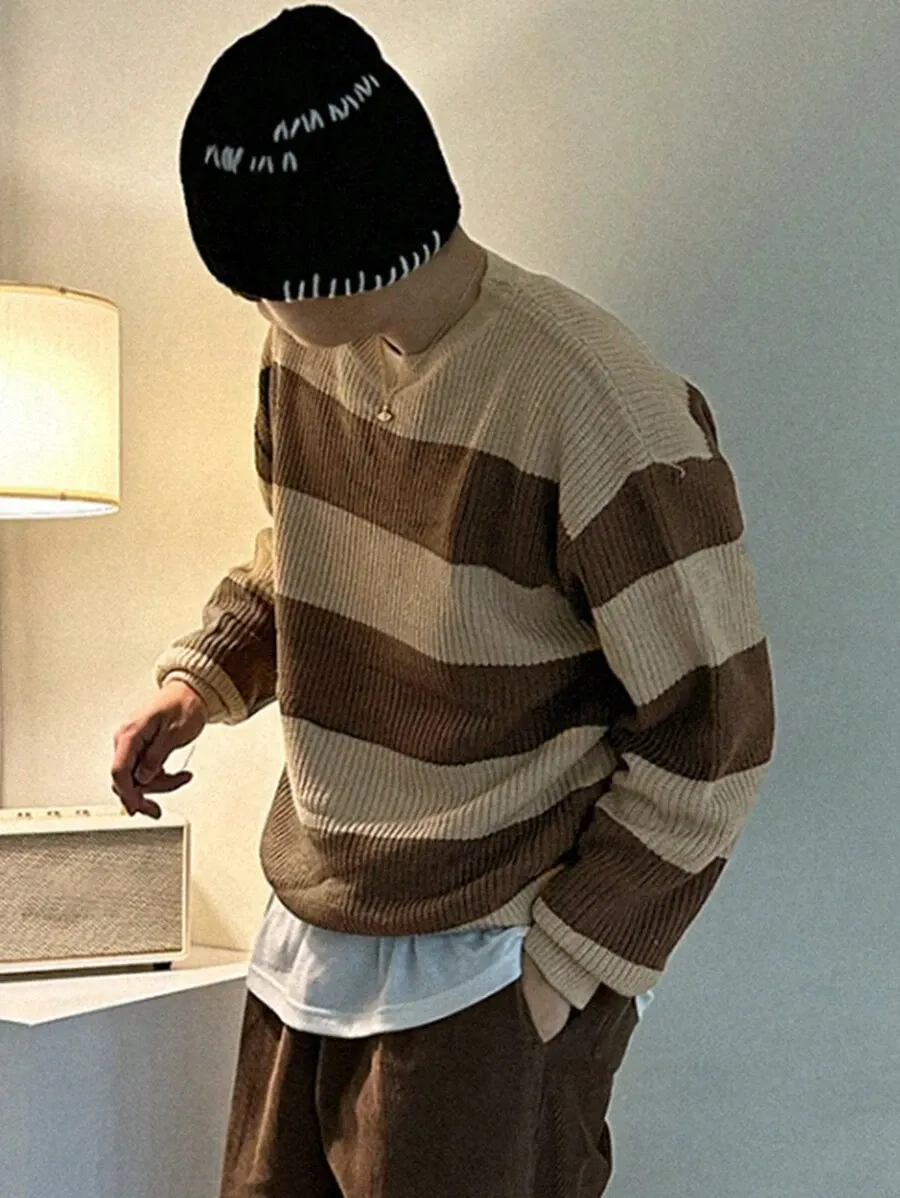 メンズ 切り替え ドロップショルダー ニット セーター