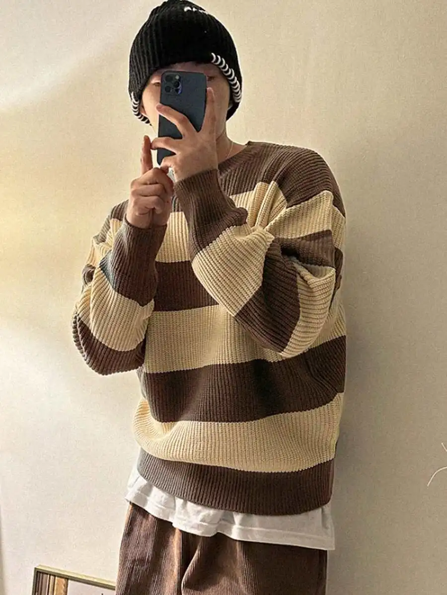 メンズ 切り替え ドロップショルダー ニット セーター