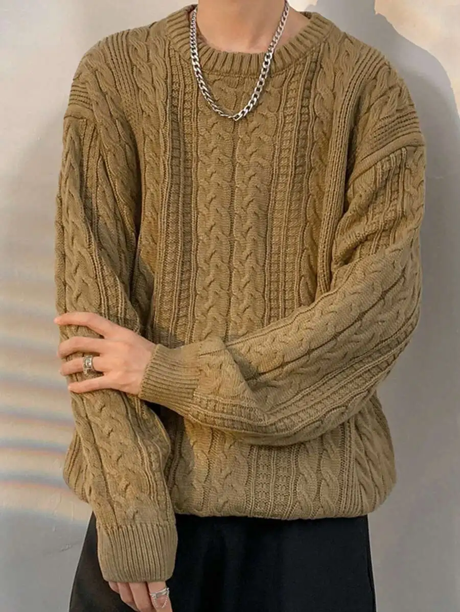 メンズ オーバーサイズ ドロップショルダー ルーズフィット カジュアルセーター