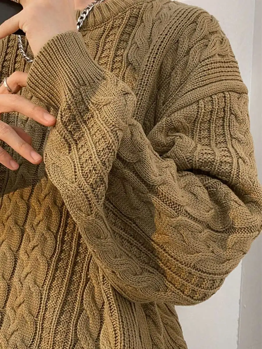 メンズ オーバーサイズ ドロップショルダー ルーズフィット カジュアルセーター