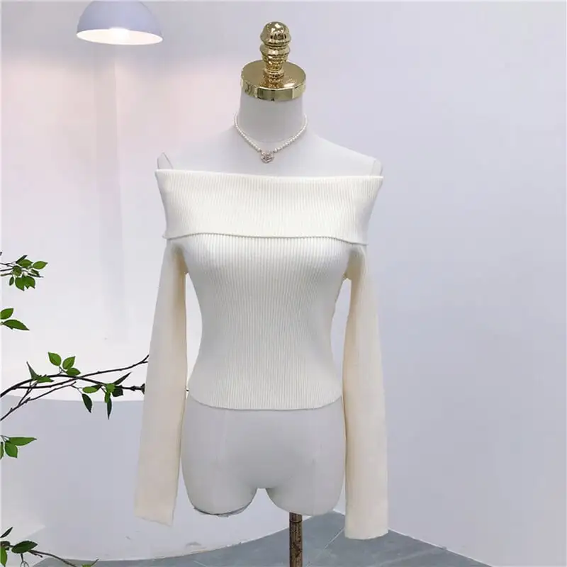 トップス カットソー · セーター 長袖 ボートネック ファッション 肩見せ