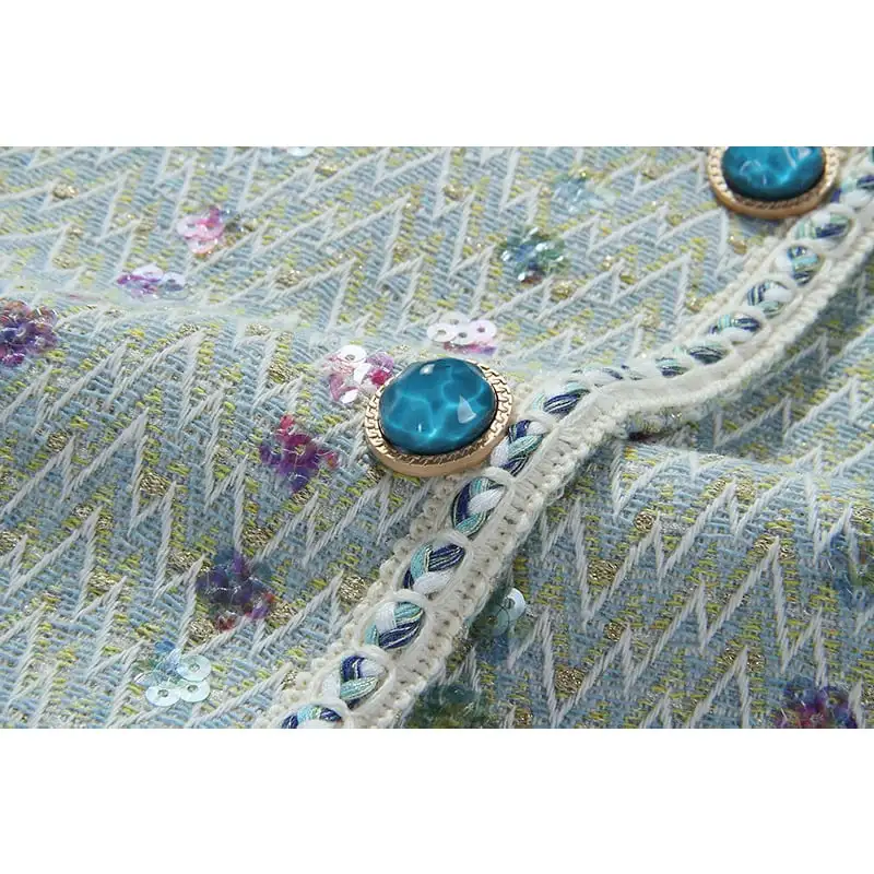 セットアップ テクスチャがいい 高品質 ツイード スパンコール 一 アウター+スカート