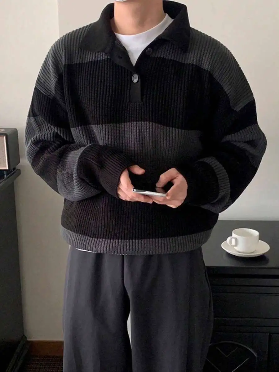 カジュアル 通勤 多用途 ストライプ プルオーバー ニット セーター