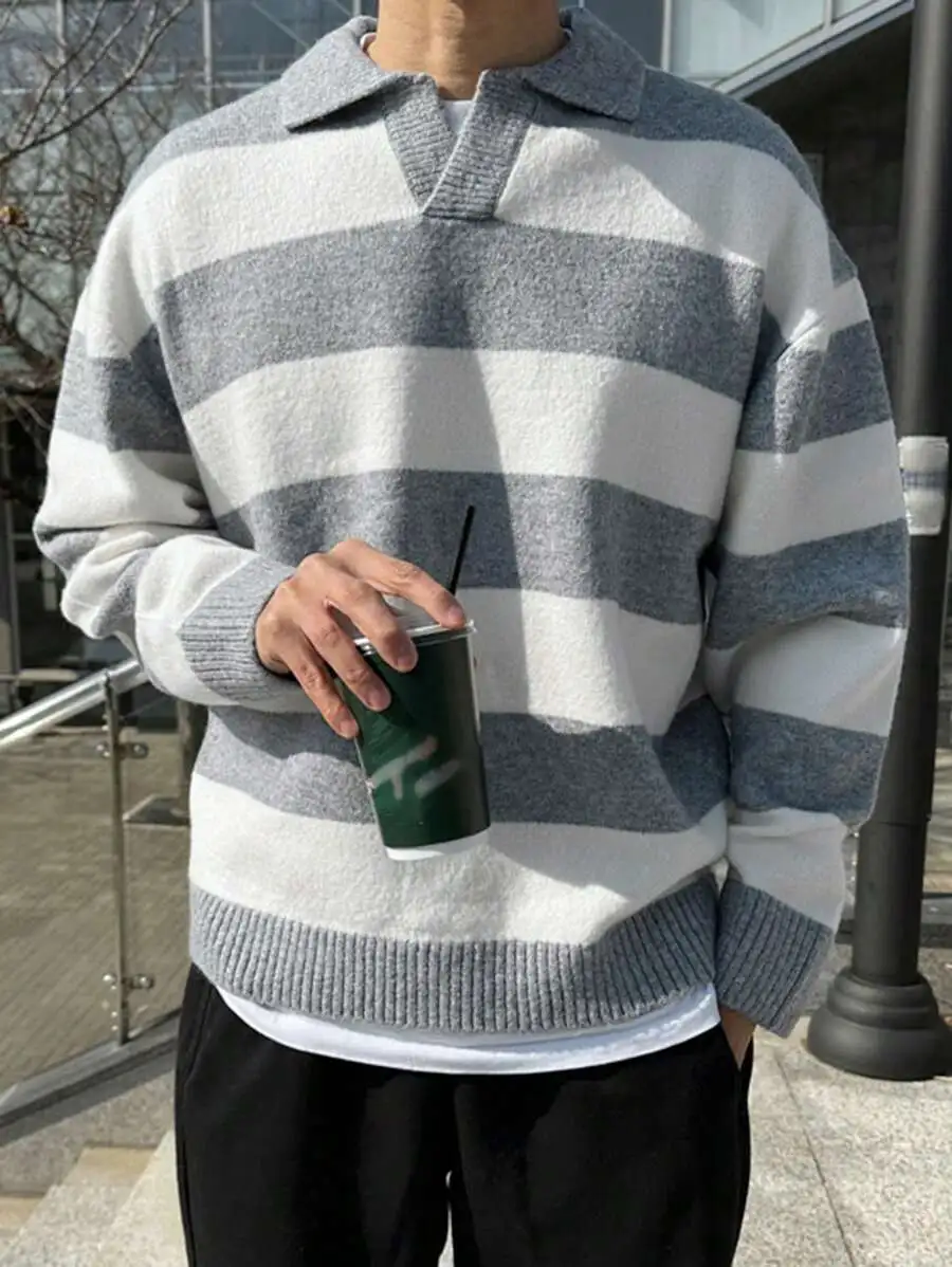 2色切替 ドロップショルダー メンズ  セーター