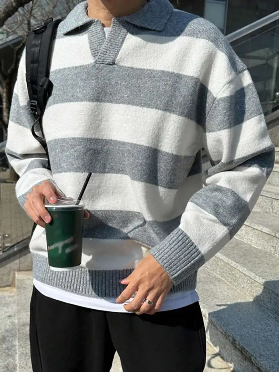2色切替 ドロップショルダー メンズ  セーター