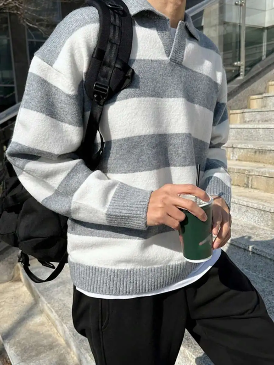 2色切替 ドロップショルダー メンズ  セーター