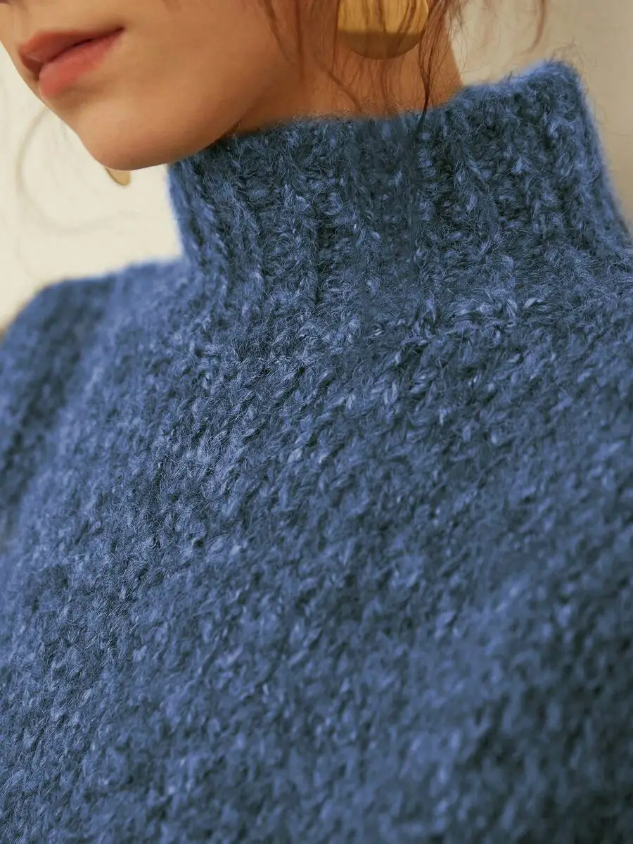 エレガント 厚手 ニット ハイネック 長袖 セーター