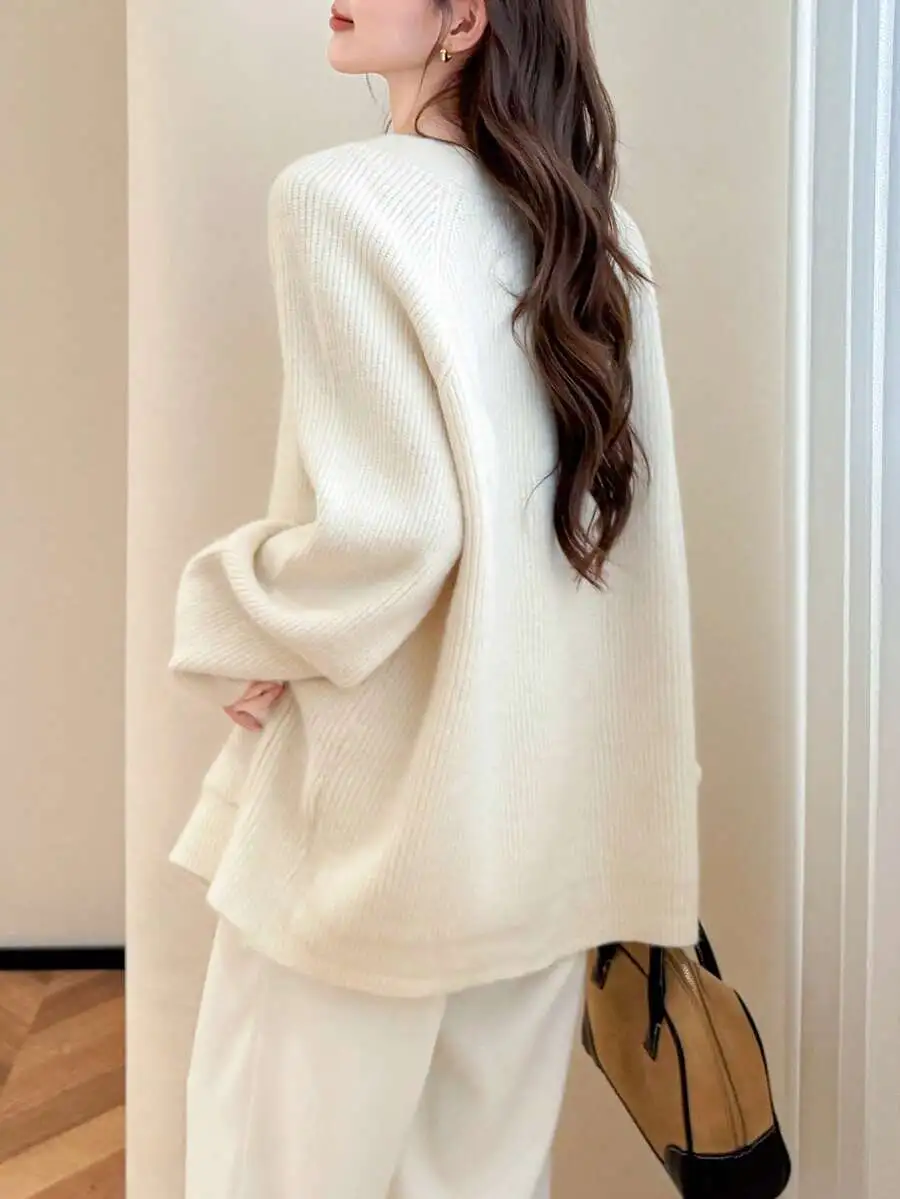 シンプル ルーズ 合わせやすい カーディガン セーター