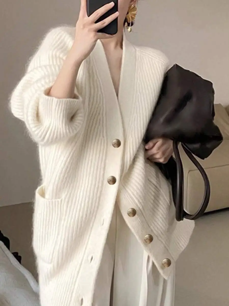 シンプル ルーズ 合わせやすい カーディガン セーター