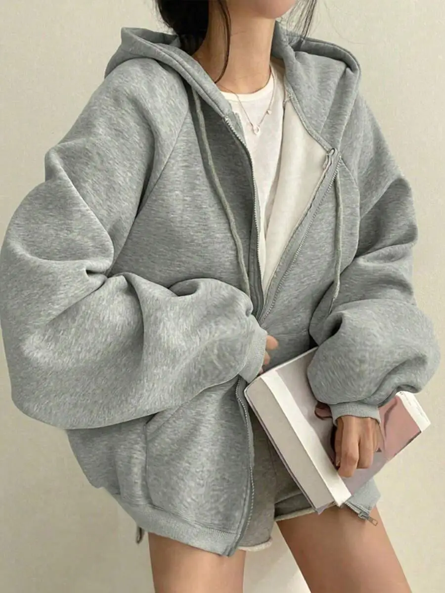 レディース 無地 ラグラン袖 長袖 カジュアル ルーズ  パーカー