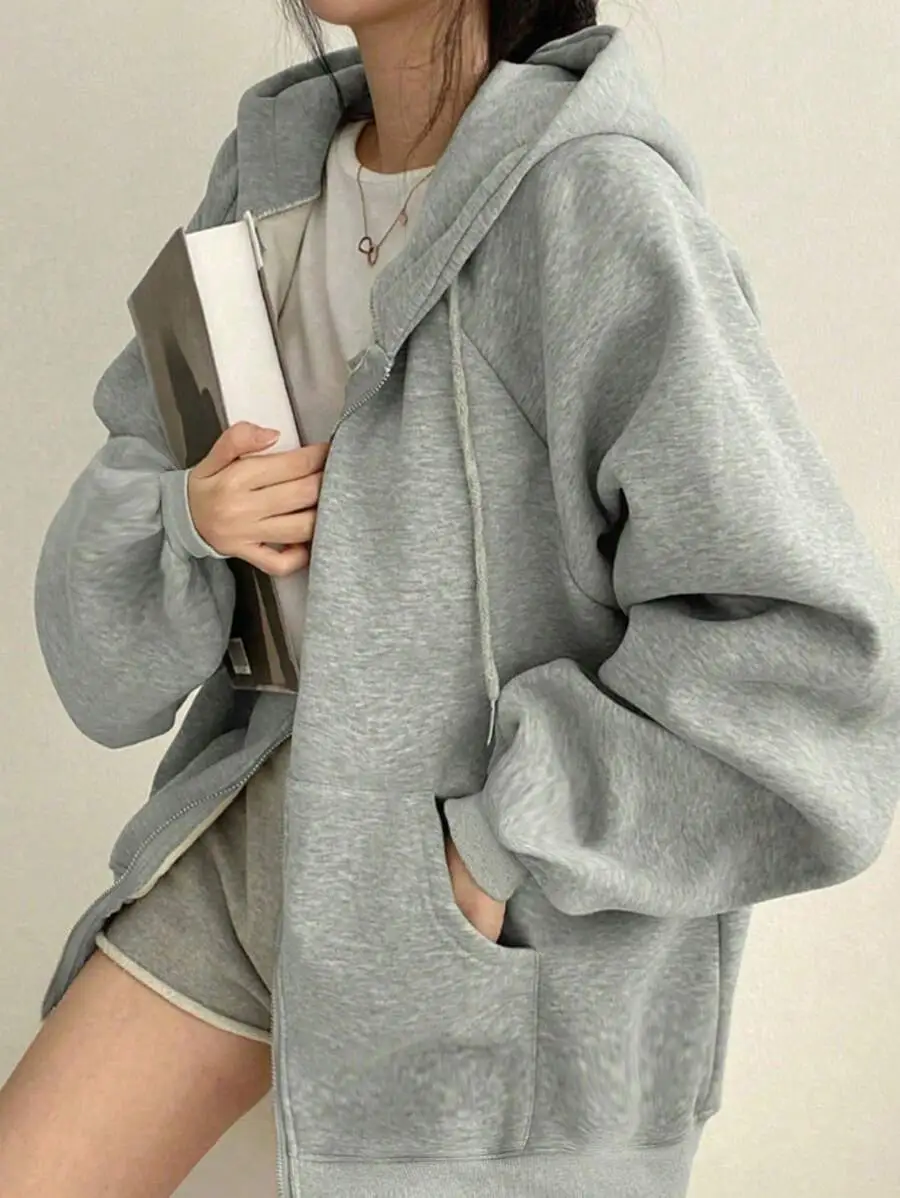 レディース 無地 ラグラン袖 長袖 カジュアル ルーズ  パーカー