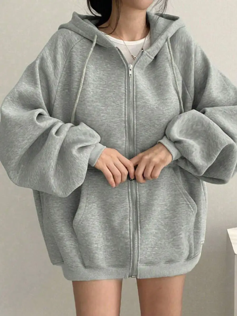 レディース 無地 ラグラン袖 長袖 カジュアル ルーズ  パーカー