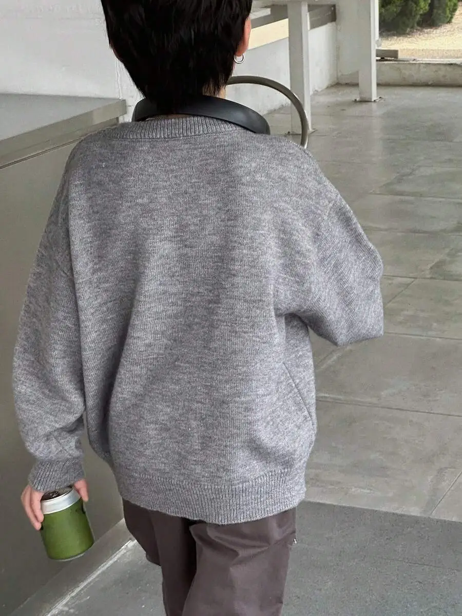 【130-160cm】オーバーサイズ ボーイズ カジュアル 柄ニットセーター