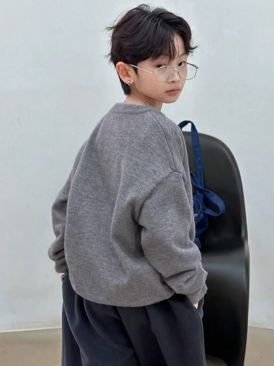 【130-160cm】オーバーサイズ ボーイズ カジュアル 柄ニットセーター