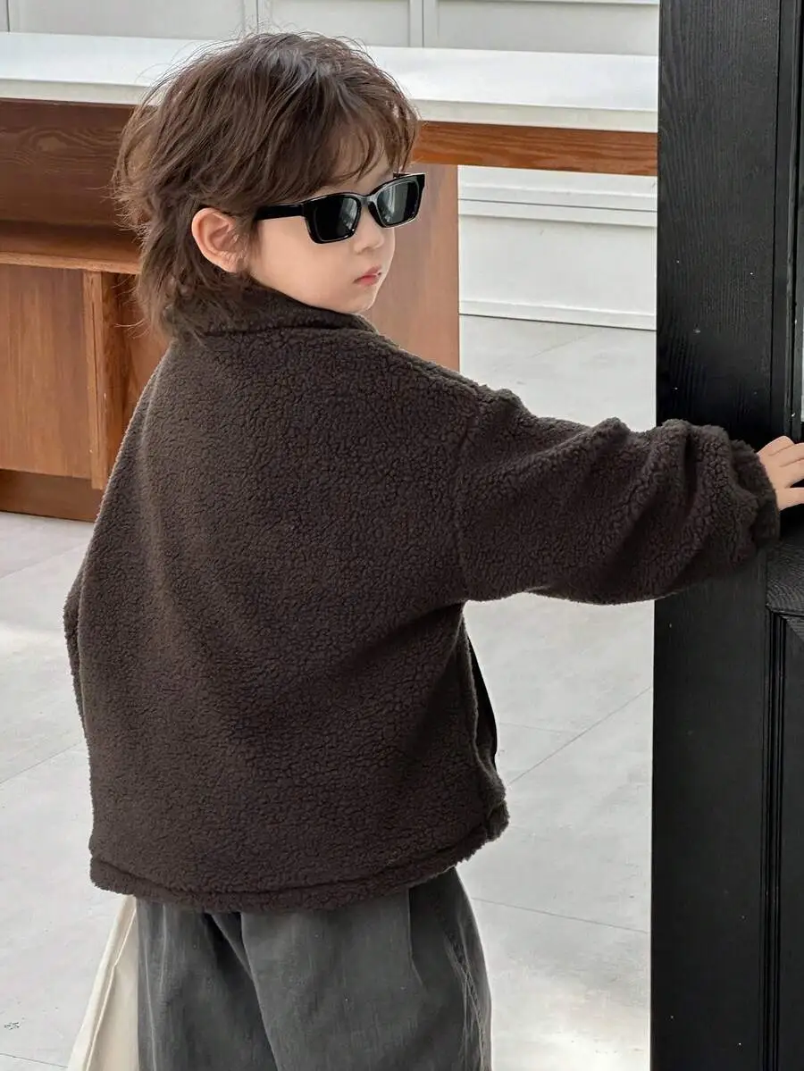 【100-130cm】男の子  刺繍デザイン ドロップショルダー 長袖 ジップアップ ジャケット