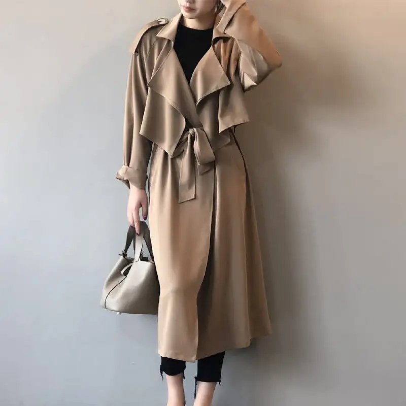 アウター トレンチコート クラシック 無地 ライトブラウン ブラック