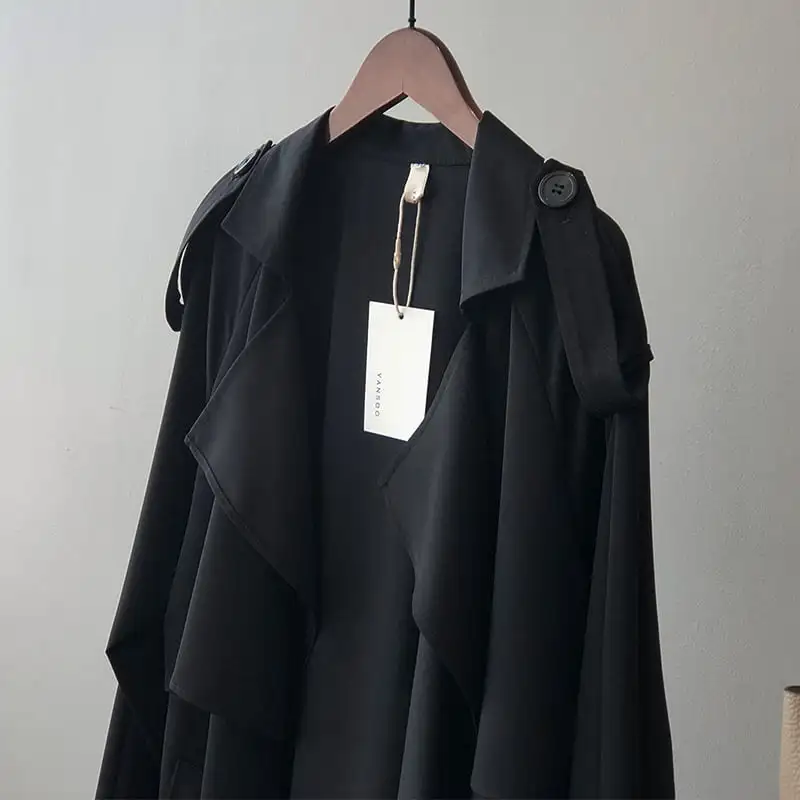 アウター トレンチコート クラシック 無地 ライトブラウン ブラック