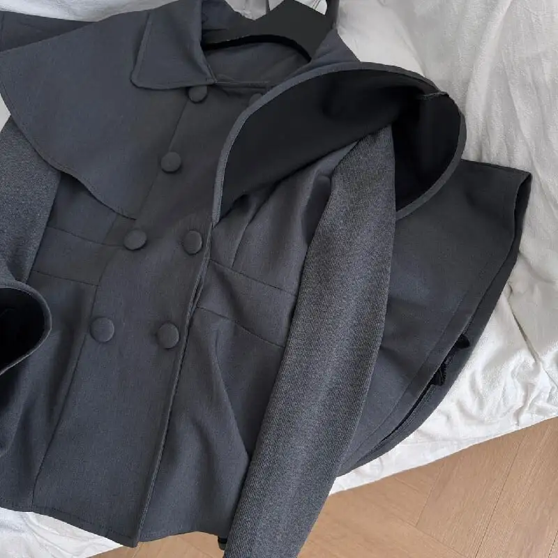 2点セットアップ ケープ風トップス+スカート お姫様風スタイル グレー