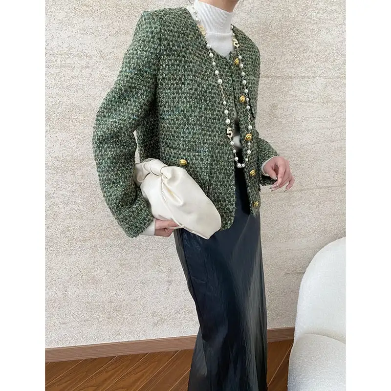 アウター ジャケット 通勤 長袖 シングルブレスト グリーン