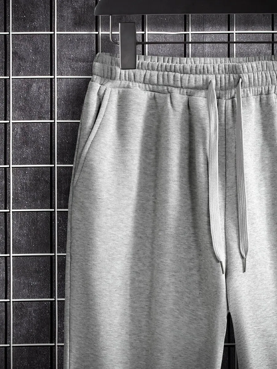 ルーズフィット 無地  ウエスト ゆとり ジョガーパンツ  ロング スウェットパンツ