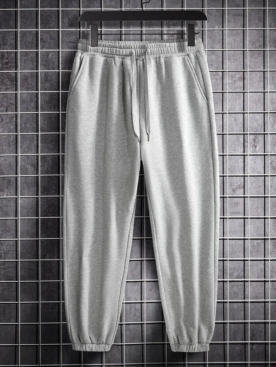 ルーズフィット 無地  ウエスト ゆとり ジョガーパンツ  ロング スウェットパンツ