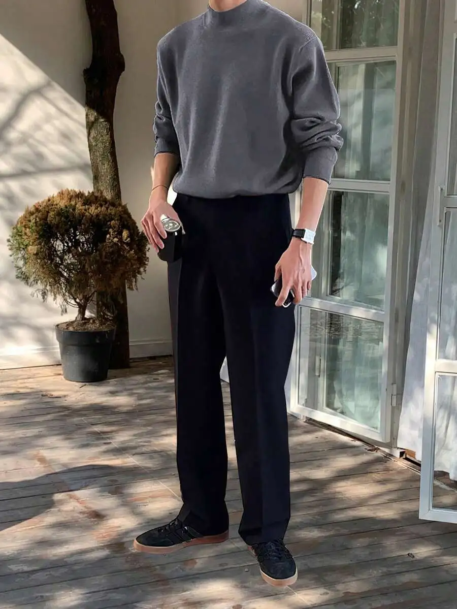 無地 カジュアル 多用途 長袖 プルオーバー セーター