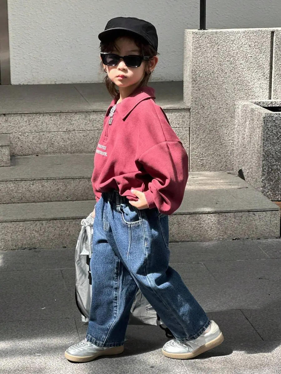 履きやすい 合わせやすい トレンド ルーズ デニムジーンズ