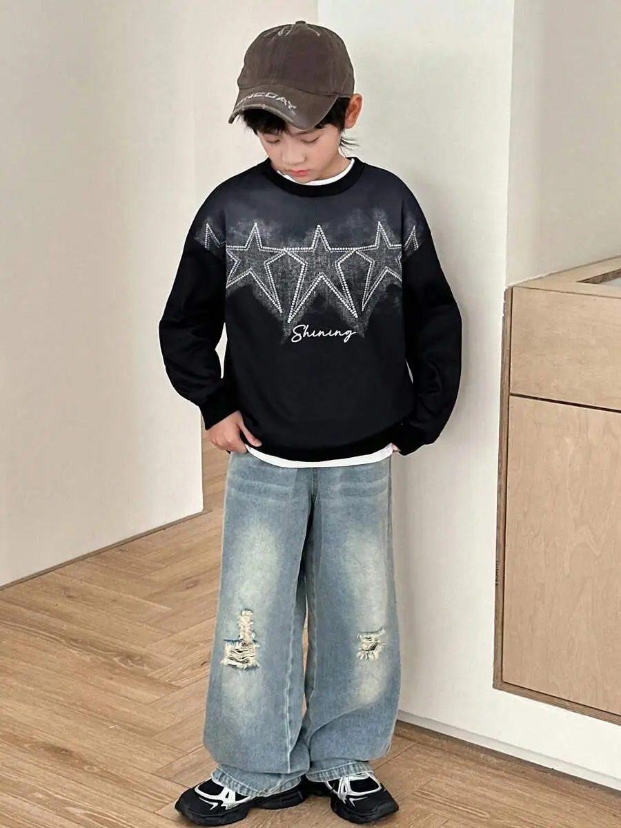 カジュアル ルーズフィット クルーネックデイリー スウェット