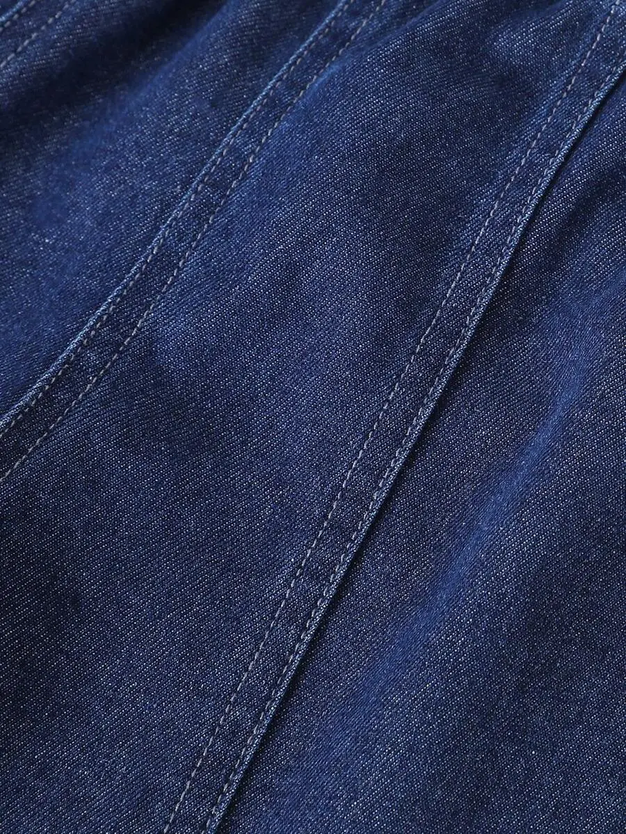 ファッション フェイクパール リボン デニム フレアジーンズ