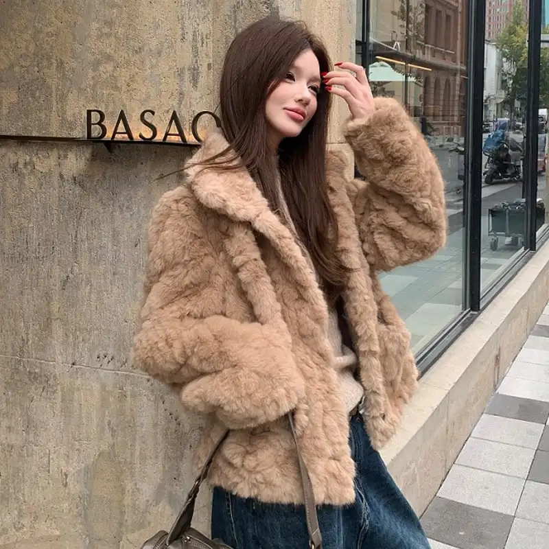 アウター フェイクファー モコモコ ジャケット お出かけコーデ