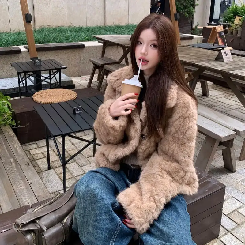 アウター フェイクファー モコモコ ジャケット お出かけコーデ