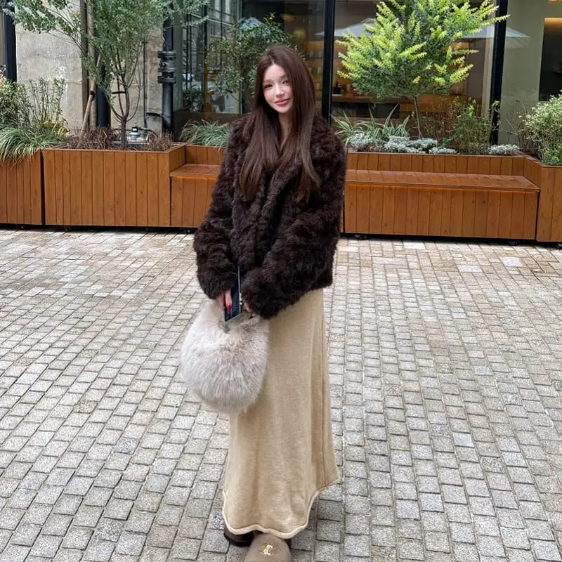 アウター フェイクファー モコモコ ジャケット お出かけコーデ