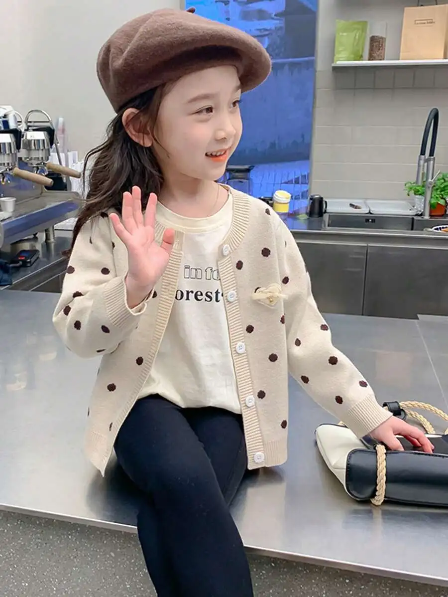 【90-150cm】女の子 長袖 カジュアル セーター  カーディガン