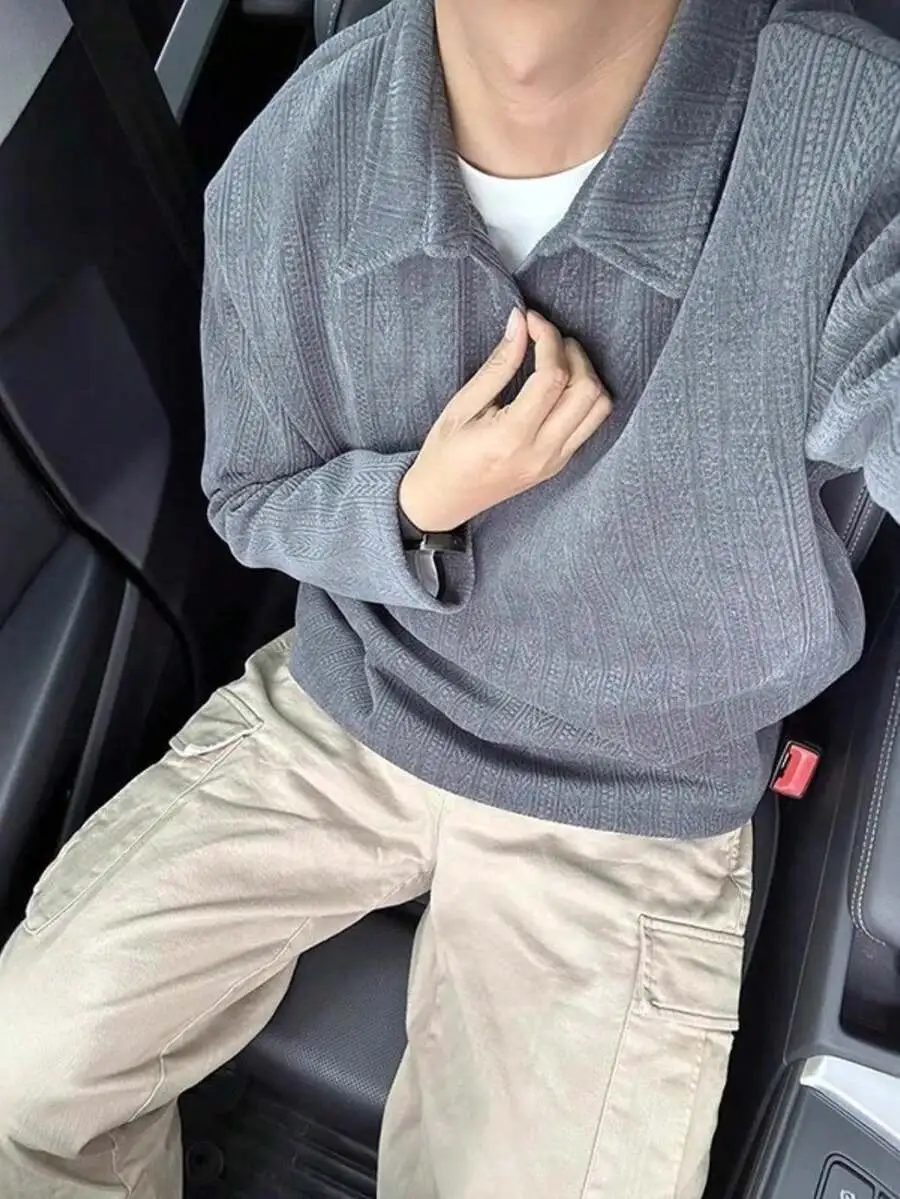 グレー 長袖 シンプル 着心地良い ディリー トップス