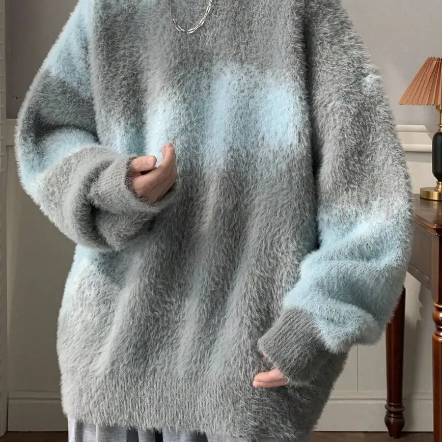 コントラスト プルオーバー ルーズ トレンディ セーター